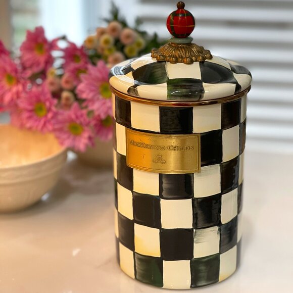 Vintage MacKenzie-Childs Courtly Check Large Canister - Picture 4 of 16